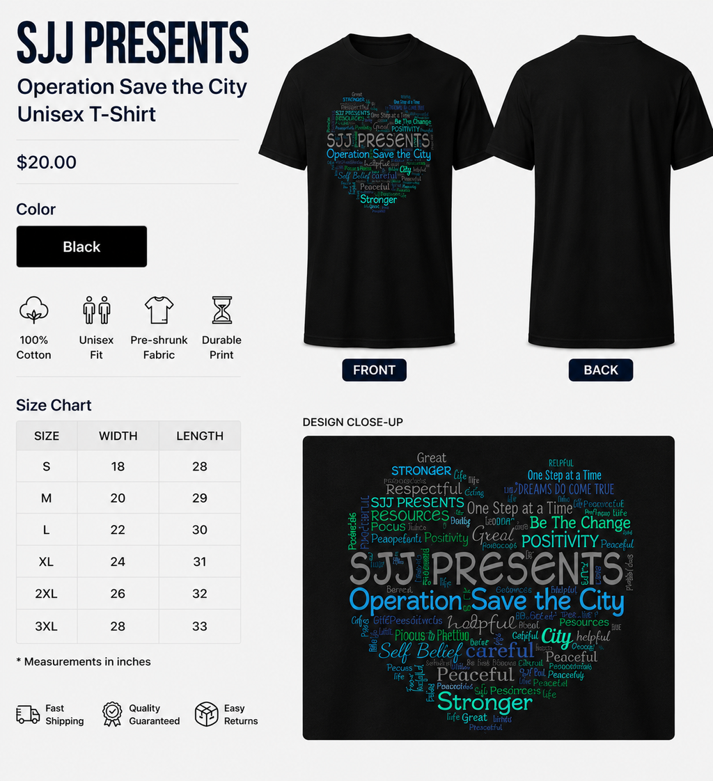 SJJ PRESENTS Operation Save the City Unisex T-Shirt