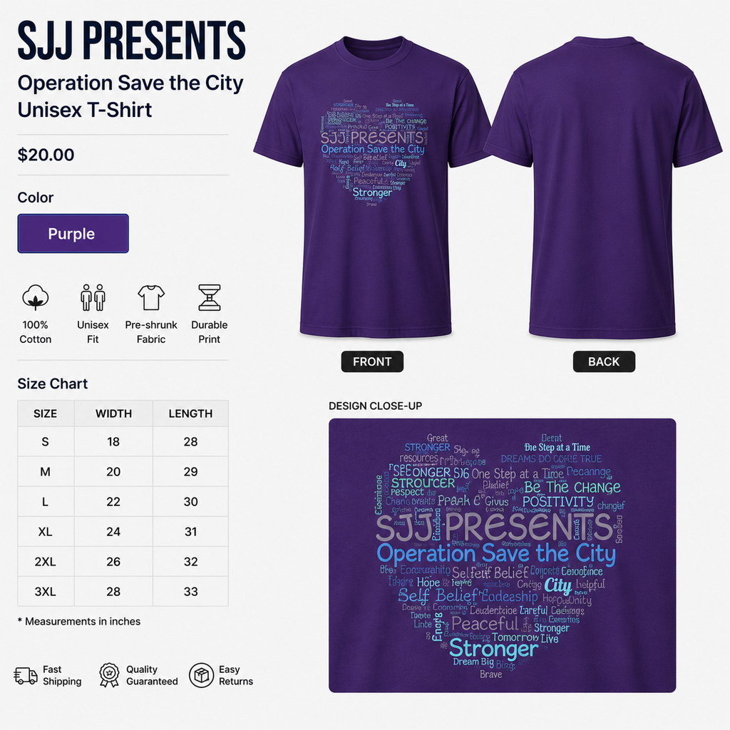 SJJ PRESENTS Operation Save the City Unisex T-Shirt